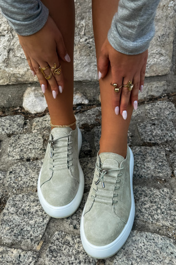 Sand platform sneakers in faux suede Blushy 2