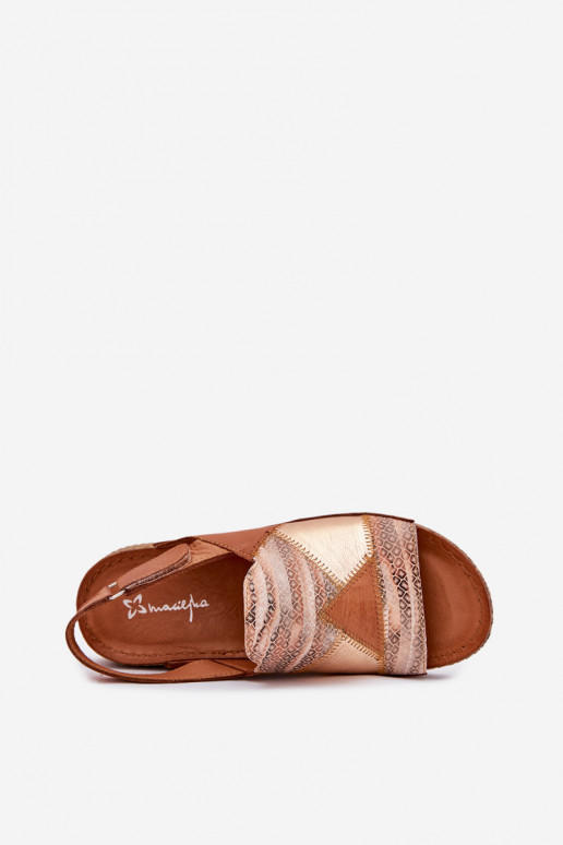 Brown women's sandals with platform Braid Tai turiciejka L7067-29