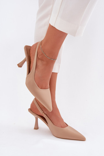 Sand-colored women's sandals with thin heels Lunira 2
