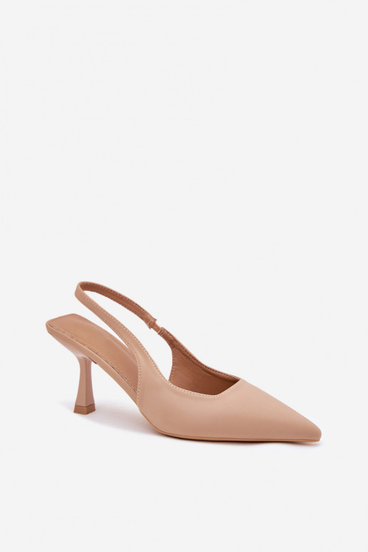 Sand-colored women's sandals with thin heels Lunira