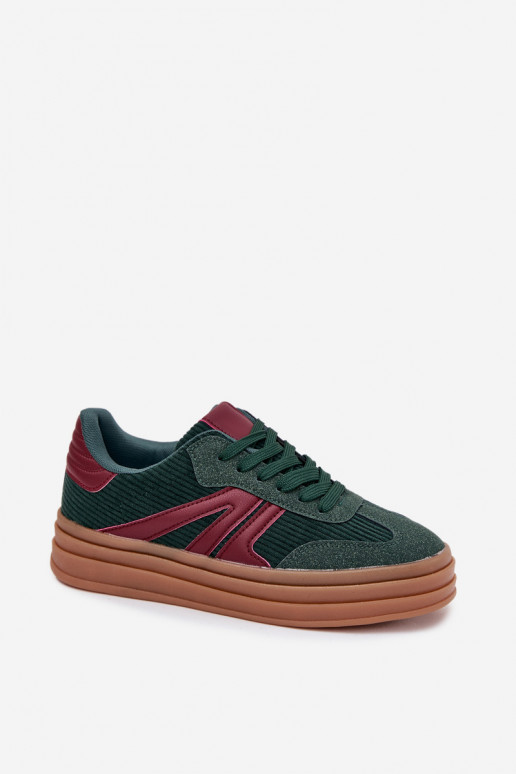 Green velvet sports shoes with platform Skye