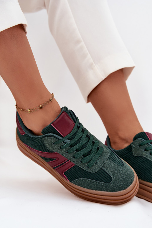 Green velvet sports shoes with platform Skye
