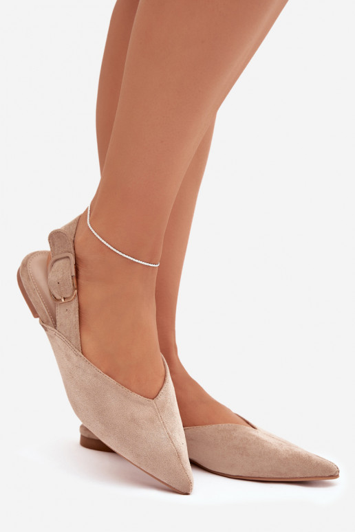 Sand-colored women's ballerinas with buckles Tanelia