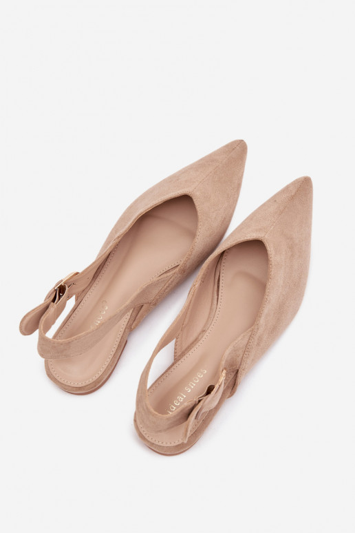 Sand-colored women's ballerinas with buckles Tanelia