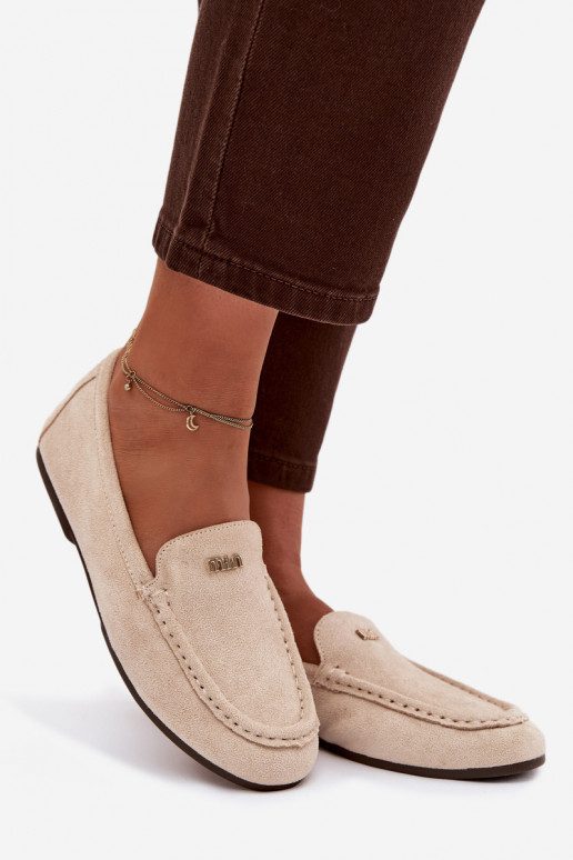 Sand-colored women's moccasins with gold details Sarivelle