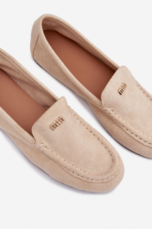 Sand-colored women's moccasins with gold details Sarivelle