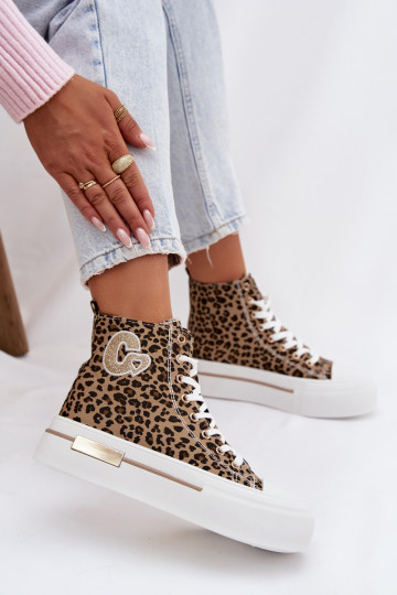 Buty casualowe z platformą i panterkowym wzorem Meloria