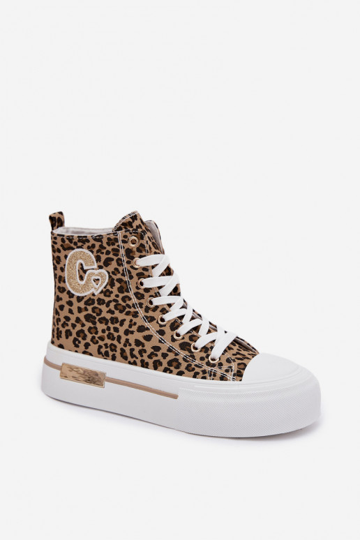 Buty casualowe z platformą i panterkowym wzorem Meloria