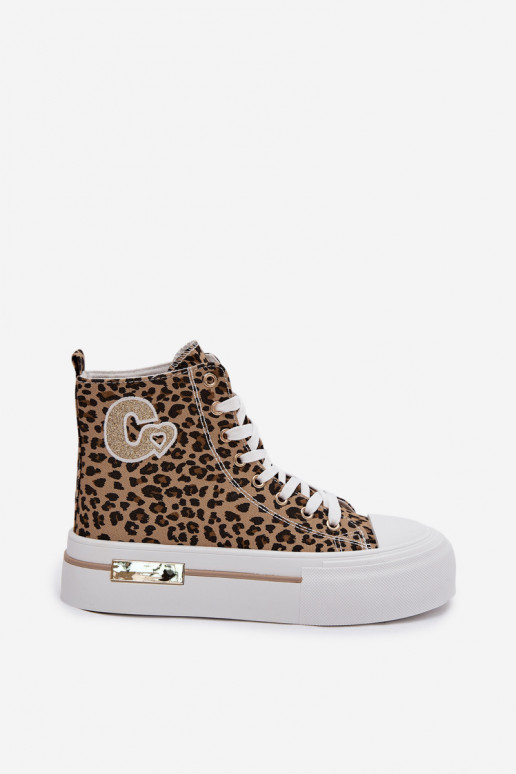 Buty casualowe z platformą i panterkowym wzorem Meloria