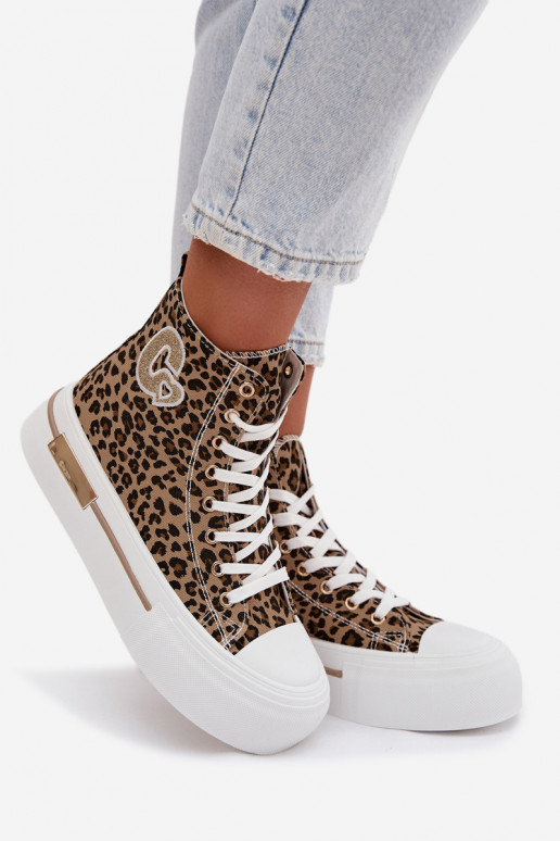 Buty casualowe z platformą i panterkowym wzorem Meloria