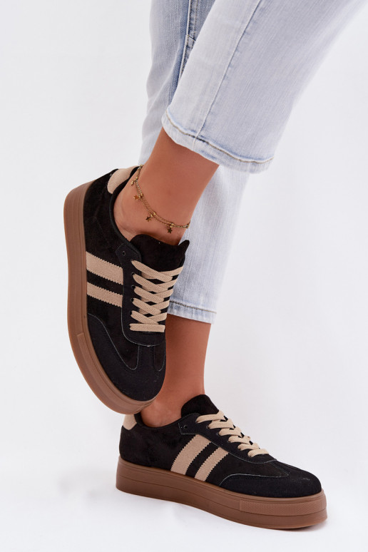 Czarne buty sportowe z platformą Giselia