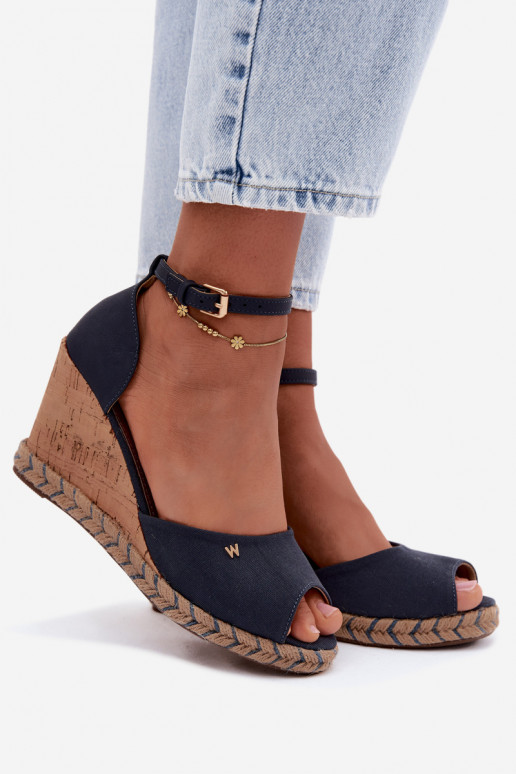 Dark blue women's platform sandals Su Braid INrangler 20261086.29Y