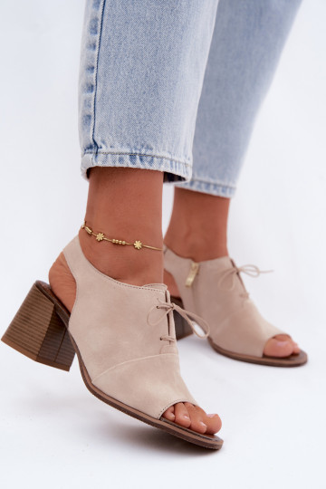 Ivory elegant suede high heels with stylish details Zazoo 40523 2