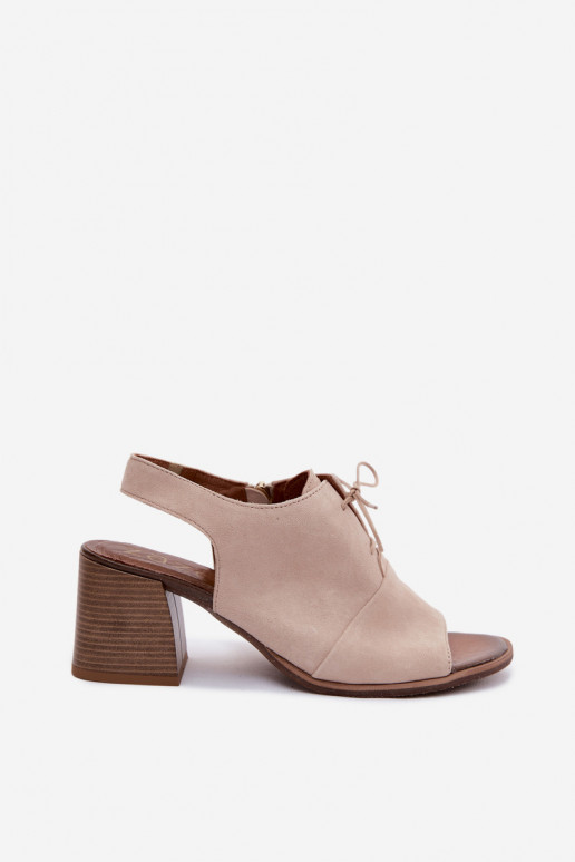 Ivory elegant suede high heels with stylish details Zazoo 40523