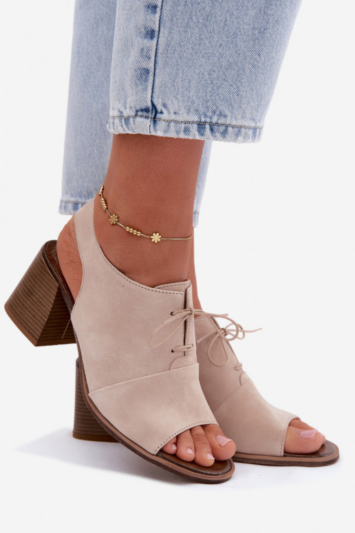 Ivory elegant suede high heels with stylish details Zazoo 40523