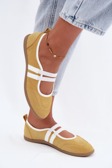 Yellow sporty style ballerinas with elastic straps Donatella