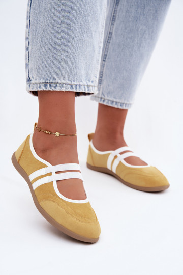 Yellow sporty style ballerinas with elastic straps Donatella 2