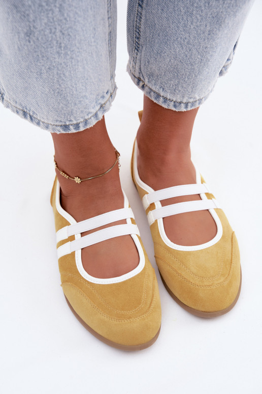 Yellow sporty style ballerinas with elastic straps Donatella