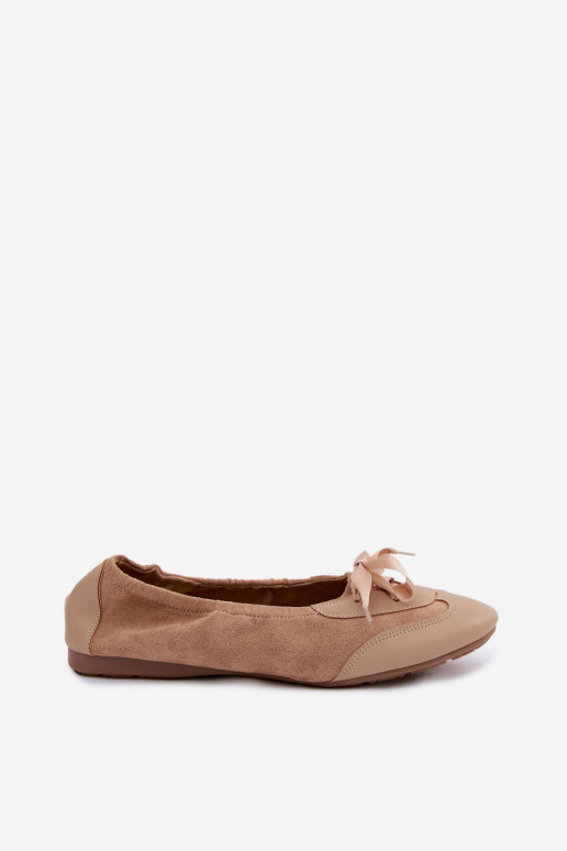 Sand sporty ballerinas with stylish details Peonia