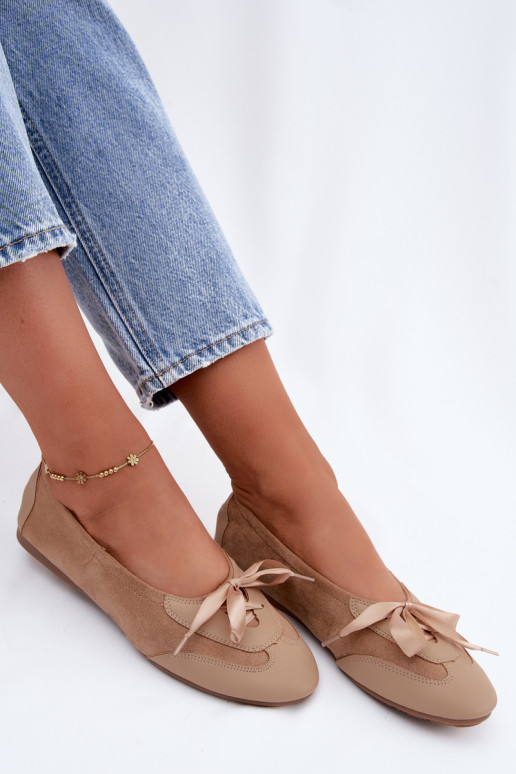 Sand sporty ballerinas with stylish details Peonia