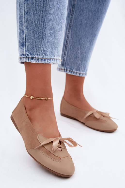 Sand sporty ballerinas with stylish details Peonia