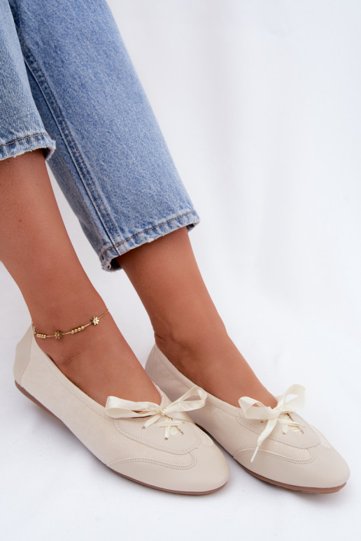 Ivory sport-style ballerinas with stylish details Peonia