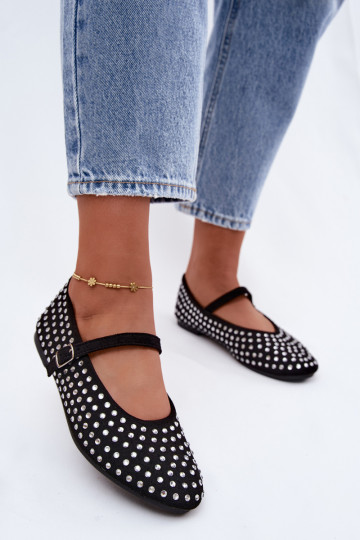 Black decorated ballerinas with straps Nerolia