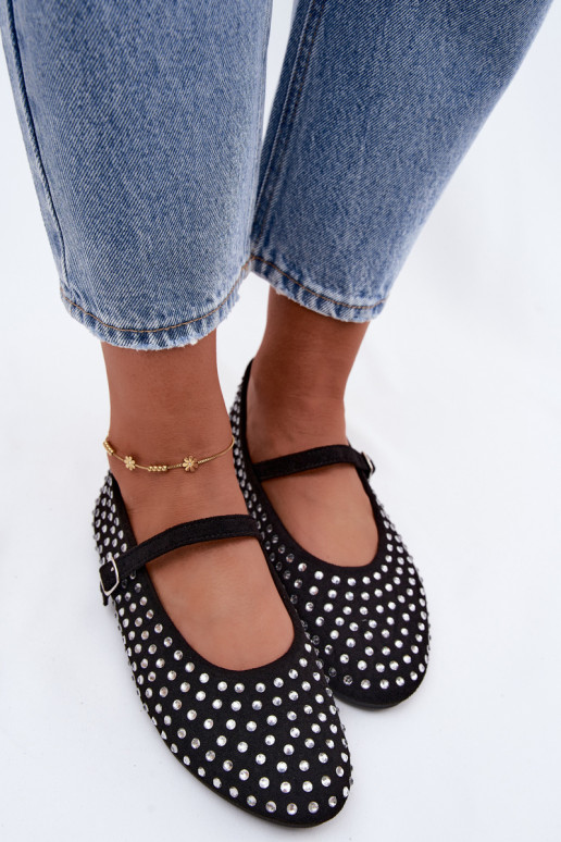 Black decorated ballerinas with straps Nerolia