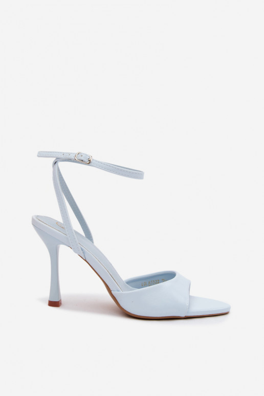 Blue women's sandals with thin heels in faux leather Palmer