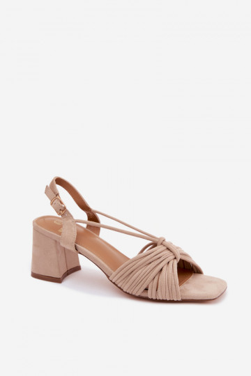 Women's sandals with straps and heels in sand color Taffina 2