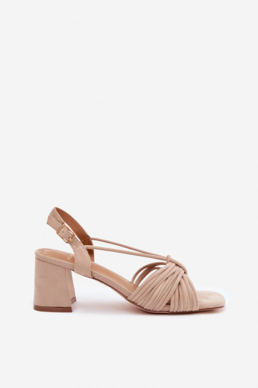 Women's sandals with straps and heels in sand color Taffina
