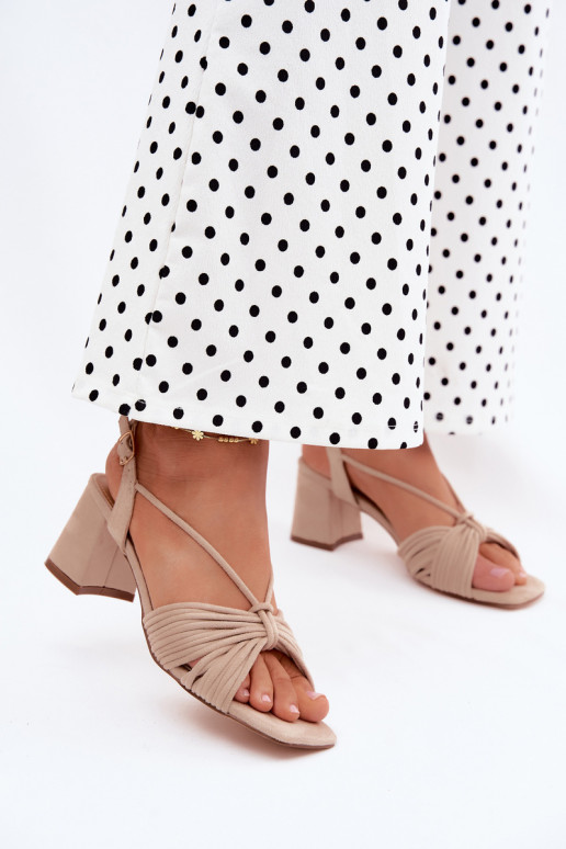 Women's sandals with straps and heels in sand color Taffina