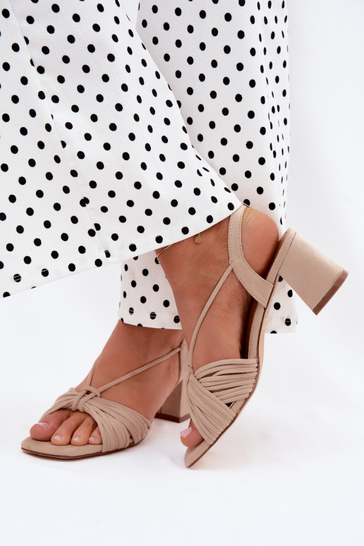 Women's sandals with straps and heels in sand color Taffina