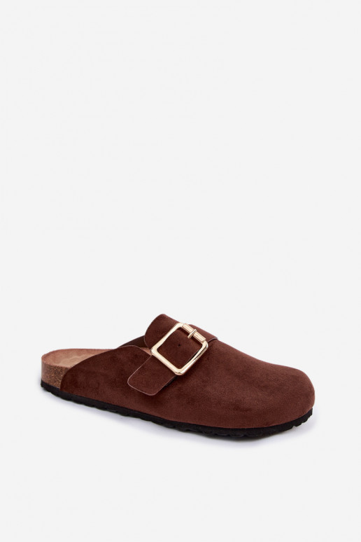 Clogs slippers with gold-colored buckles Taffira
