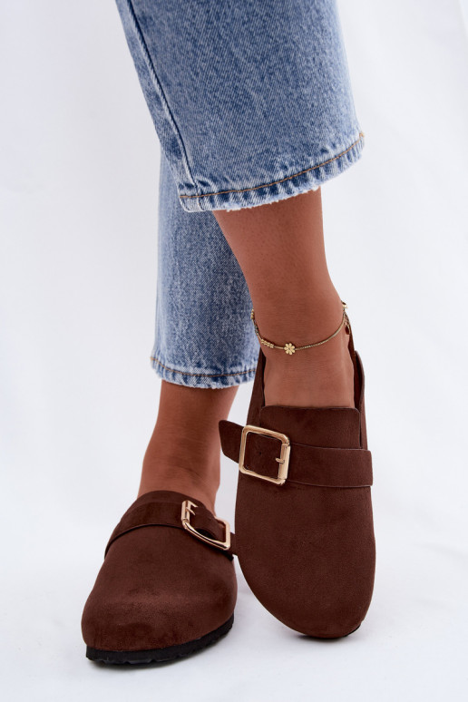 Clogs slippers with gold-colored buckles Taffira