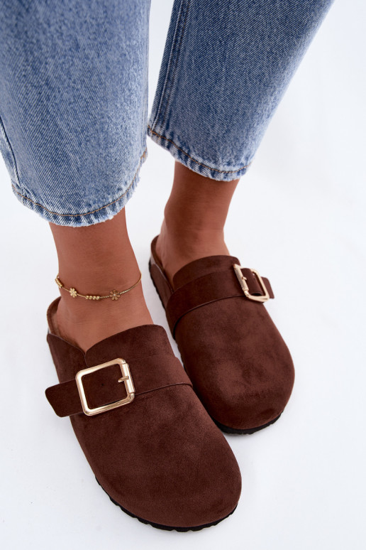 Clogs slippers with gold-colored buckles Taffira