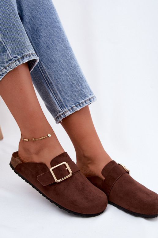 Clogs slippers with gold-colored buckles Taffira