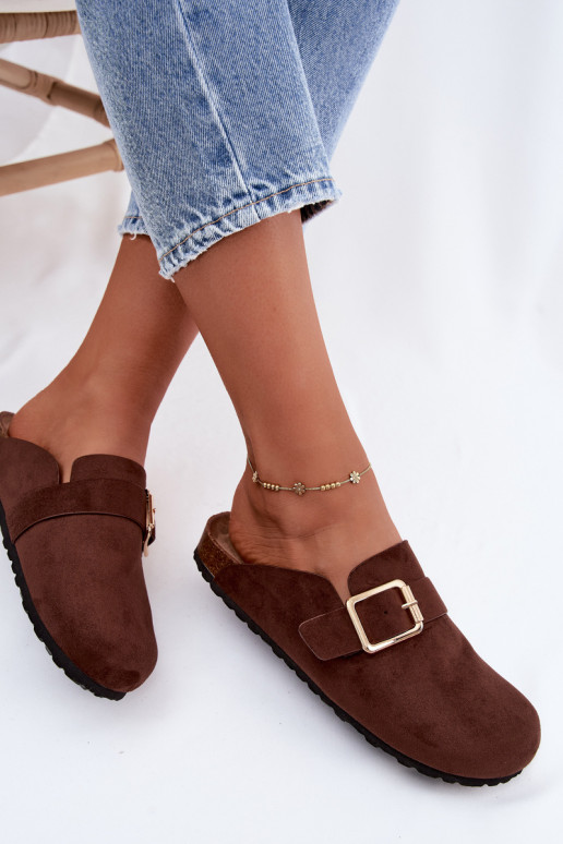 Clogs slippers with gold-colored buckles Taffira