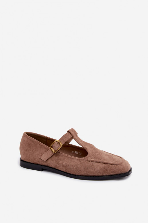 Damskie buty z paskami z sztucznego zamszu w kolorze khaki Bonnia