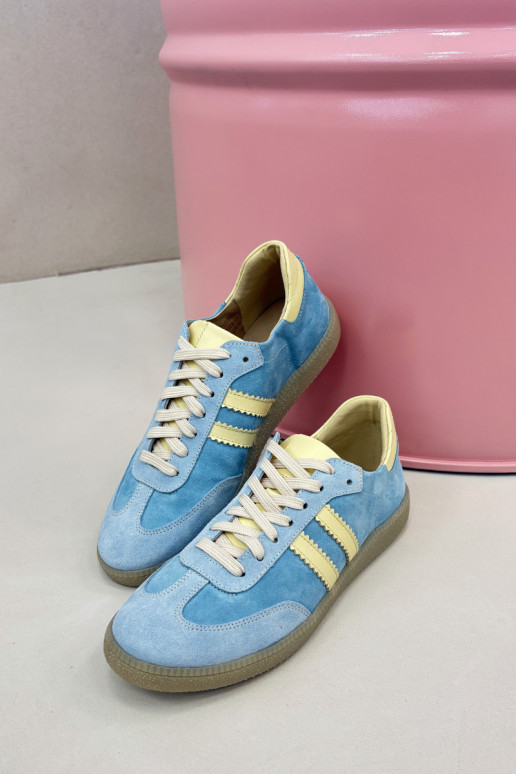 Light blue suede sneakers Zazoo N1068
