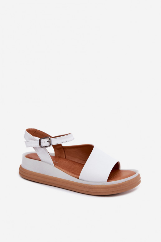 White women's sandals with platform