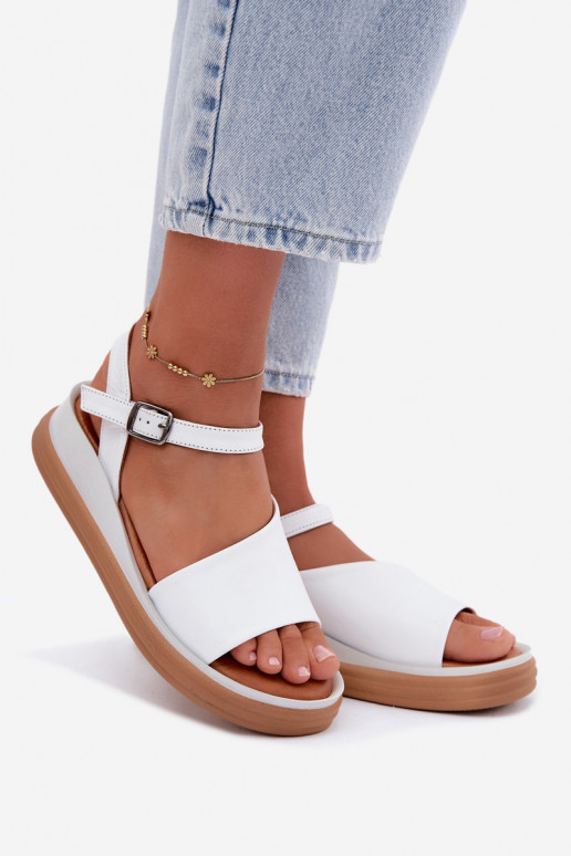 White women's sandals with platform