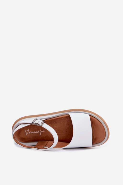 White women's sandals with platform