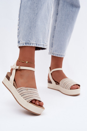 Ivory women's sandals with platform