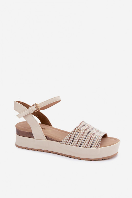 Ivory women's sandals with platform