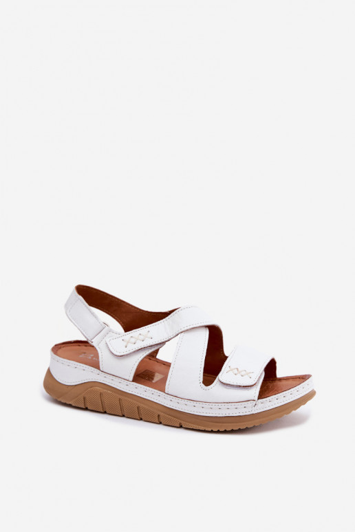 White women's sandals with platform