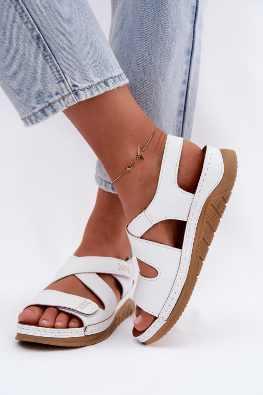 White women's sandals with platform
