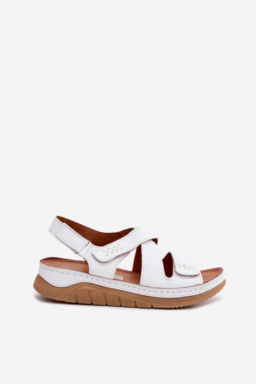 White women's sandals with platform