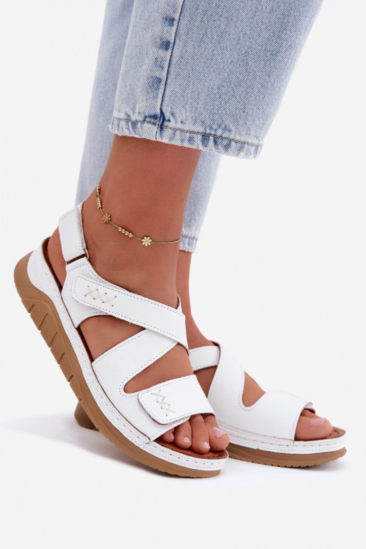 White women's sandals with platform