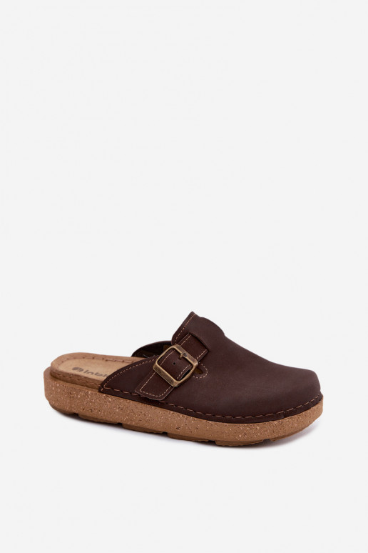 Slippers with buckles Inblu, chocolate color